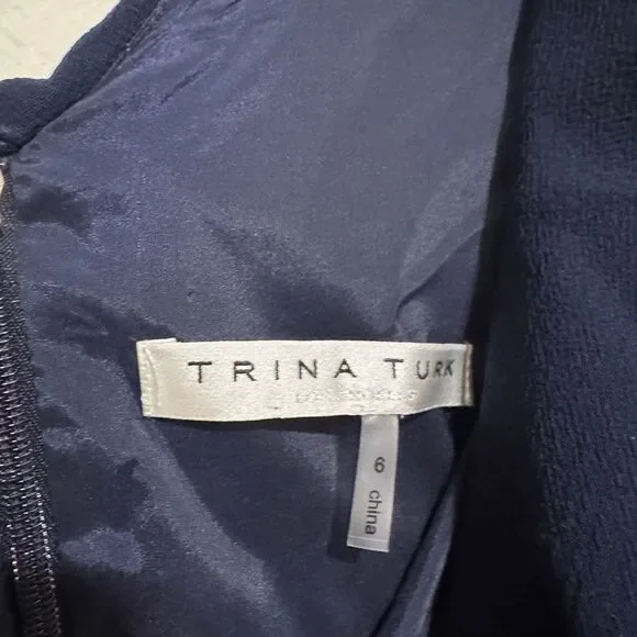 Trina Turk Dark Blue Knee Length Dress Size 6 Professional - Picture 4 of 6